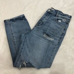 Pacsun Women’s Blue Distressed  Mom Jeans Size 28 Button Fly